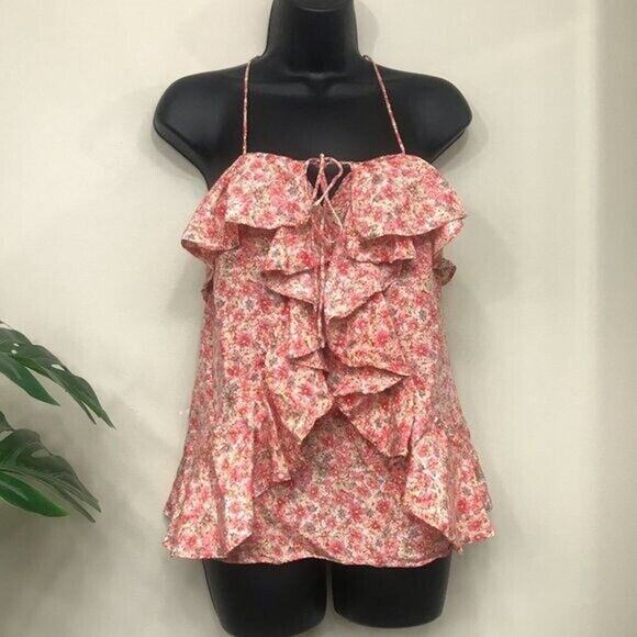 Y2K Silk Fairy Top Floral Ruffle Camisole Dainty Banana Republic XS - Picture 4 of 10